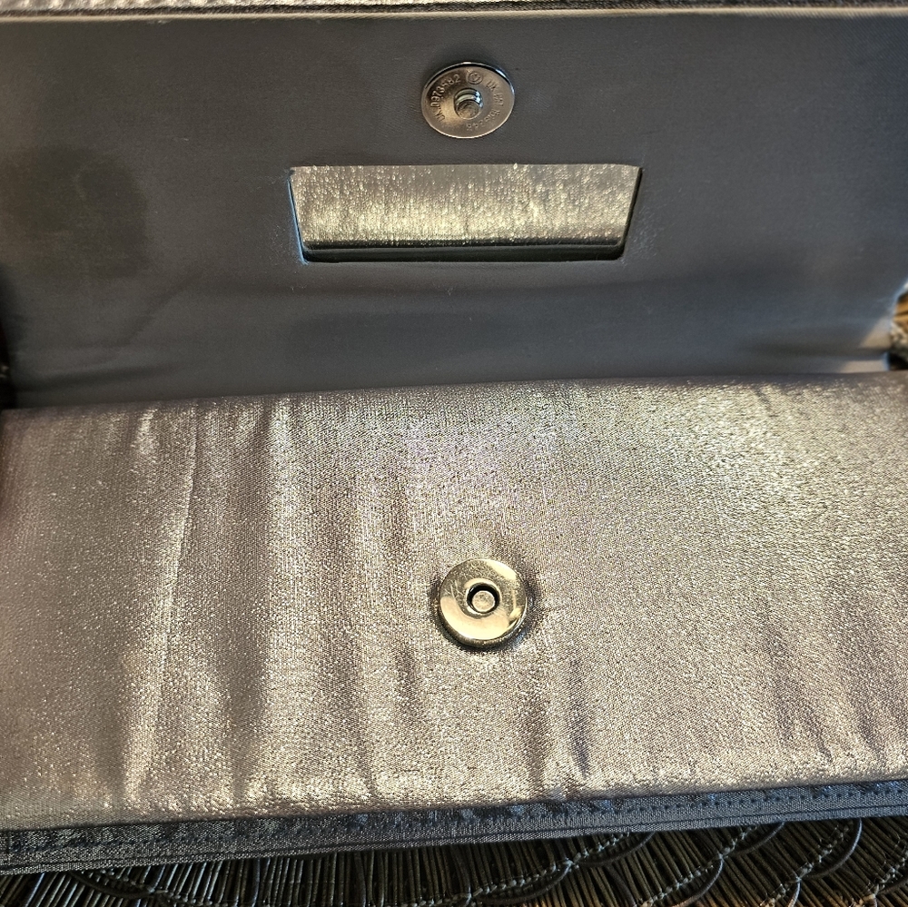 Beautiful silver clutch with rhinestones on the side. Used - Picture 2 of 9